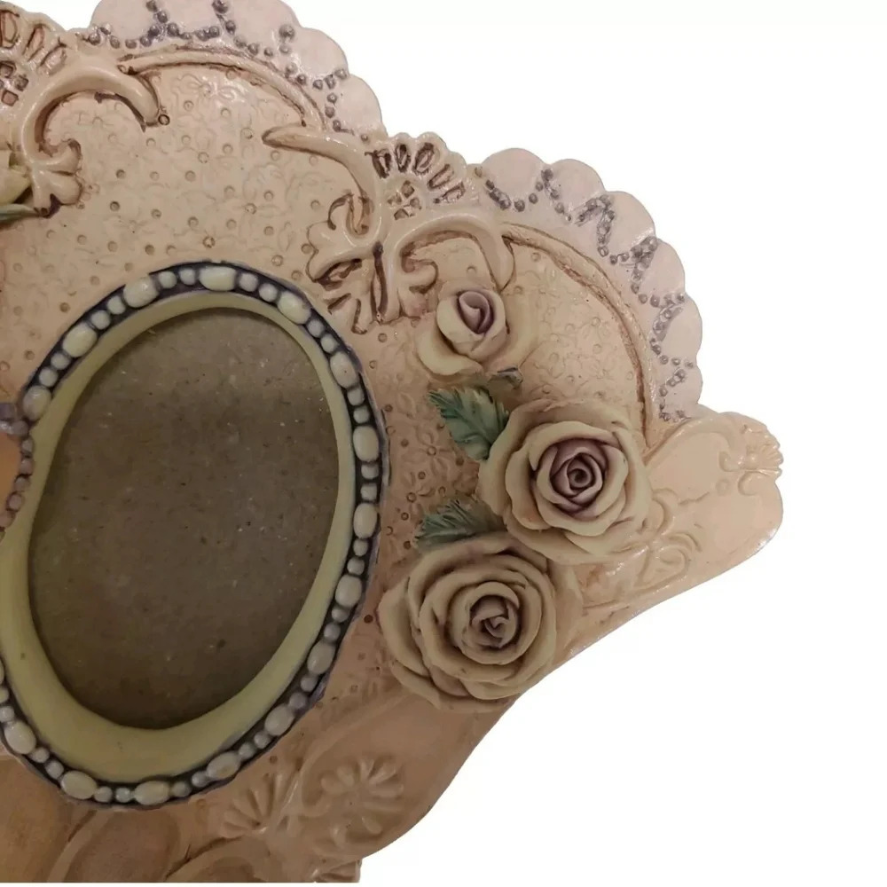 Victorian Hand Painted Rose Design Fan Double Photo Frame for 2x3 Photos - Picture 8 of 10